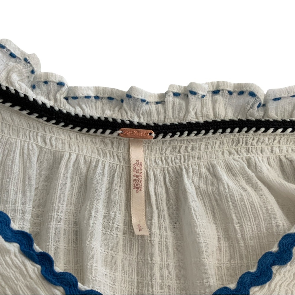 Free People White Midi Dress with Blue Trim - Picture 7 of 7